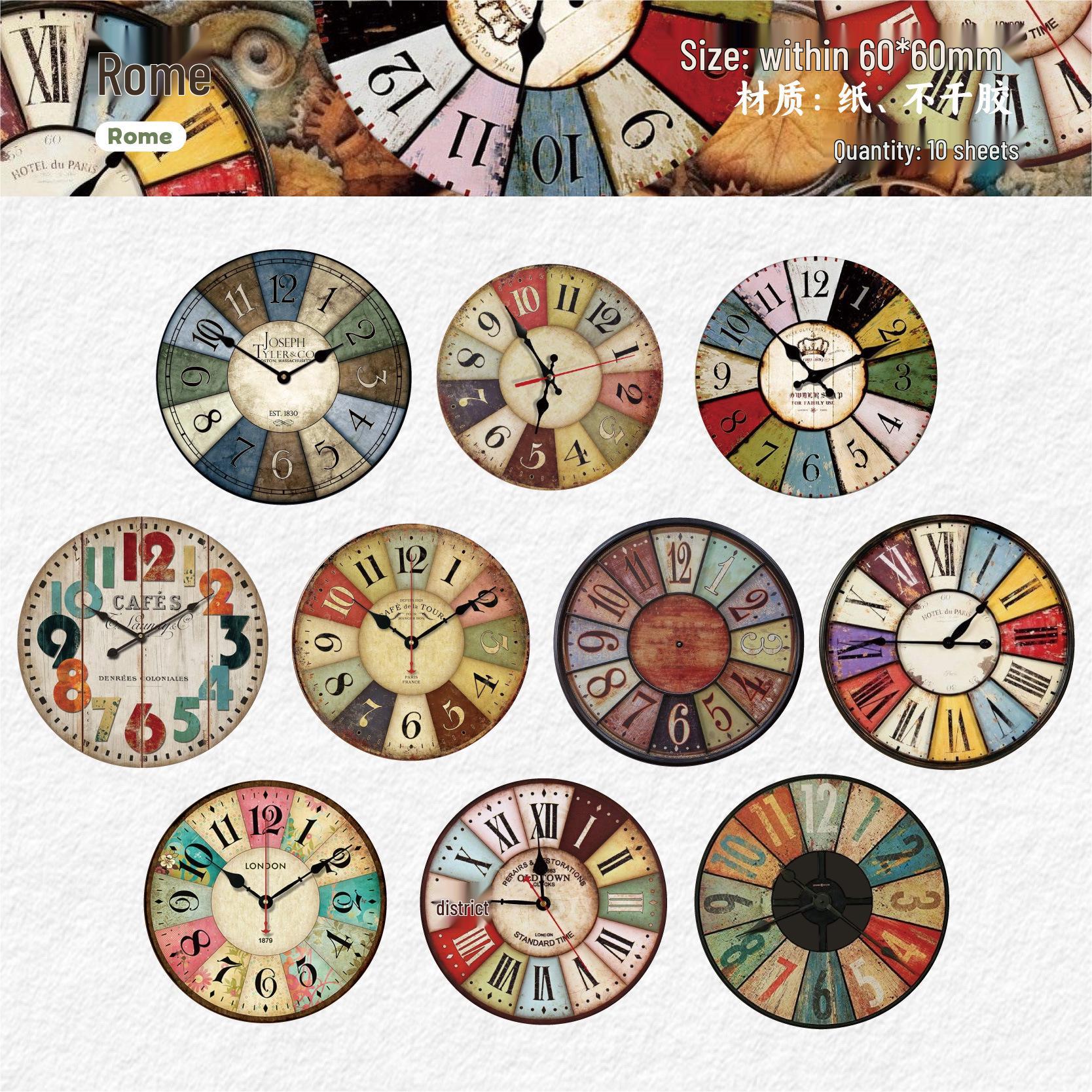 

Retro Clock Theme Sticker Pack: 10 Sheets of Story and Scenery Decals