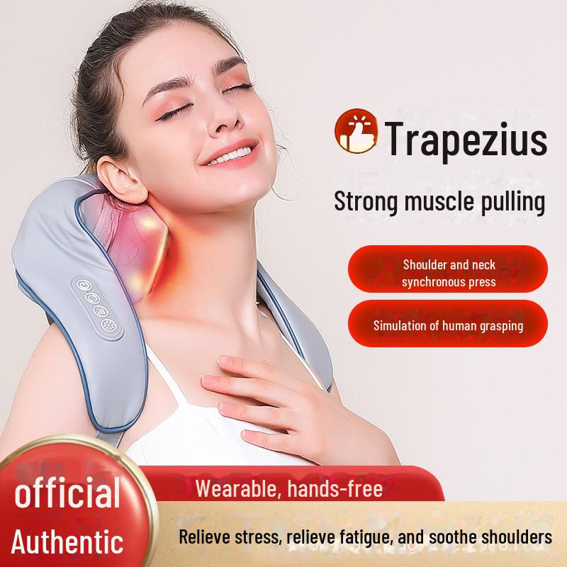 Rechargeable Neck and Shoulder Massager with Heat Therapy for Trapezius and Cervical Vertebrae