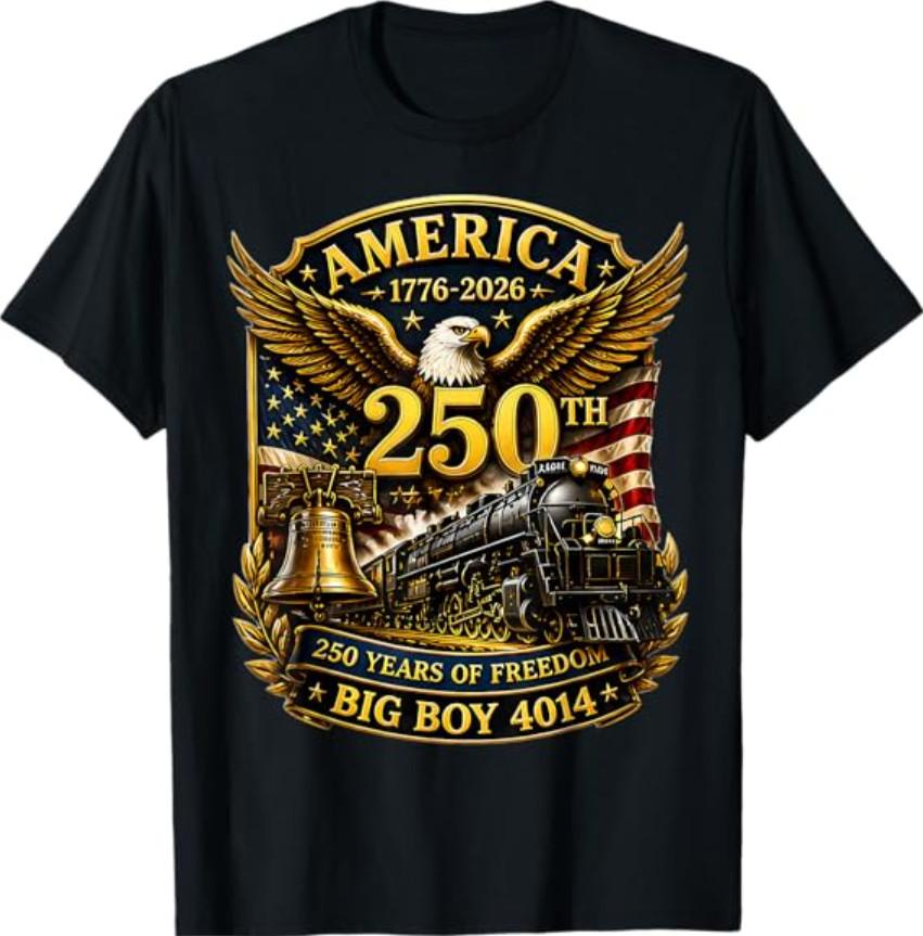 Big Boy 4014 Train USA 250th Anniversary Patriotic American T-Shirt S