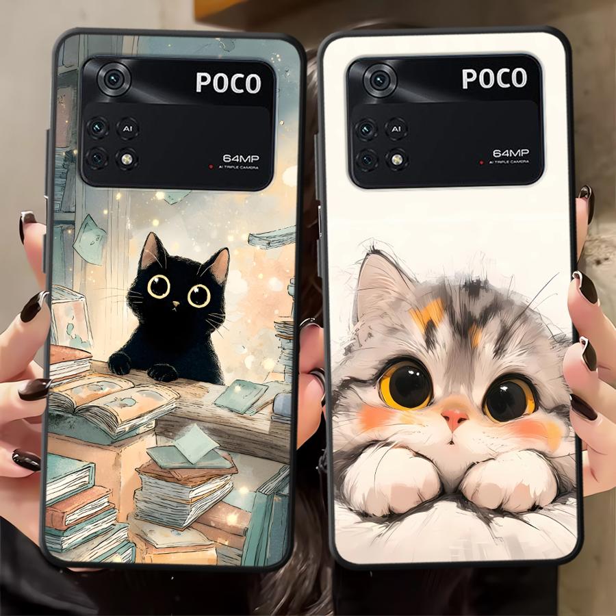 Cartoon Cat Funda Phone Cover Case for Xiaomi Poco F8 F1 C61 F3 C50 M3 M4 M7 C71 C75 M5 X3 X4 X5 X7 Pro