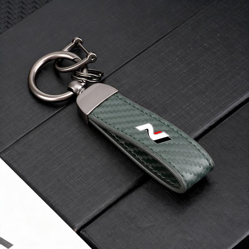 Bil Kolfiber Läder Zinklegering Nyckelring Mikrofiber Nyckelring För Hyundai N Tucson Accent Elantra Santa fe Sonata I10 I20