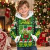 Kids Long Sleeve Christmas Print Casual Hooded Top for Boys and Girls Holiday Outfit