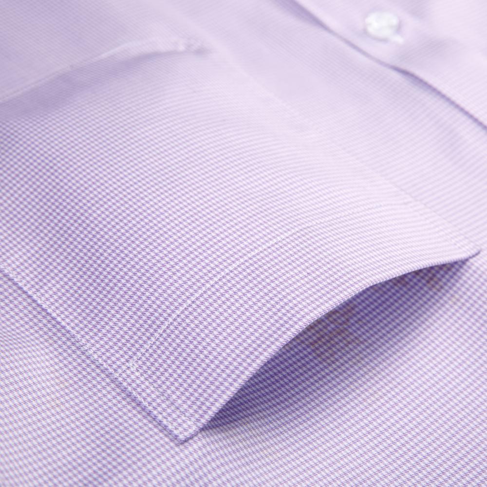 Men's Houndstooth Pattern Spread Collar Non-Iron Formal Shirts 100% Cotton - Long Sleeve Premium Quality Business Office Wear