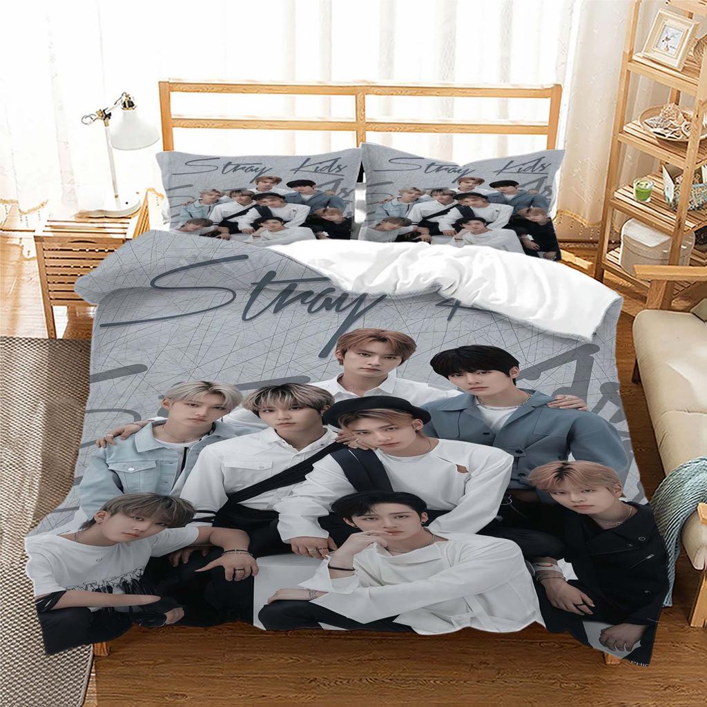 Stray Kids Digitaldruck Bettwäsche-Set Dreiteilig 3D-Druck Dreiteiliges Set