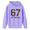 Felpa con Cappuccio per Bambini Divertente Stampa 67 Foderata in Pile Ragazzi Casual Sportiva Felpa con Cappuccio Top