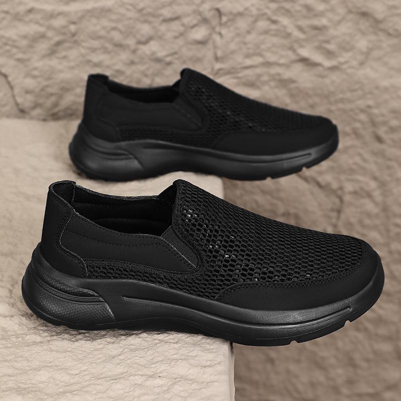 Fashion 2025 Men Mesh Loafers Walking Shoes Outdoor Summer Flats Black Fitness Sports Sneakers Comfortable Big Size 39-48