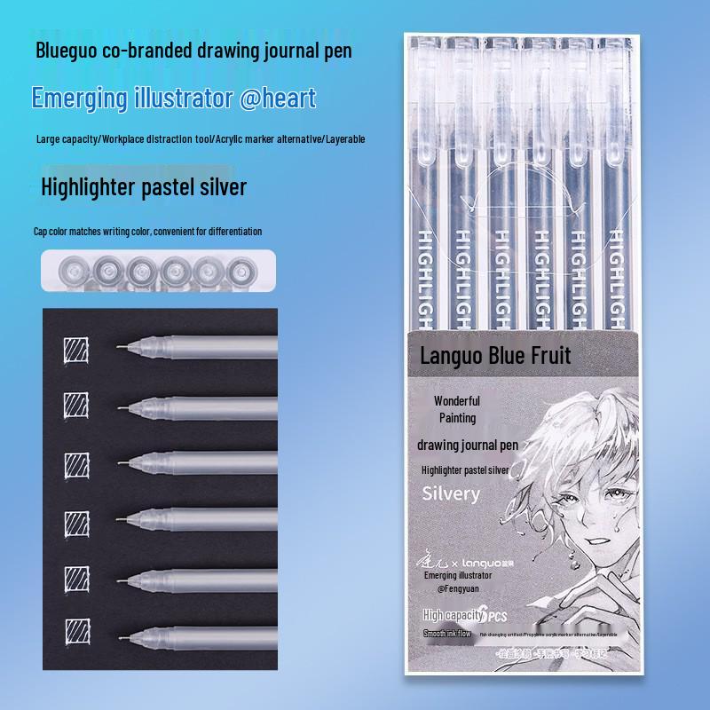 Blue Fruit Nine-Color Gel Journal Pens for Students - Doodle, Color, and Highlight with Fluorescent Markers