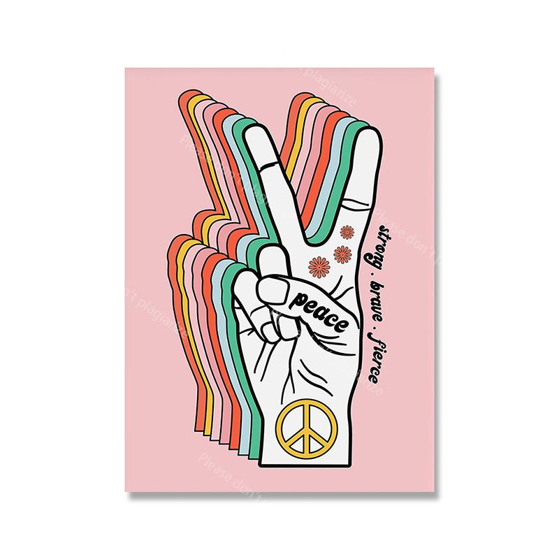 

Мультфильм феминистский плакат со знаком мира, настенный художественный принт, Радуга, линия солнца, цитата, холст, картина, картина, дикий тигр, детская комната, домашний декор 21x30cm No Framed