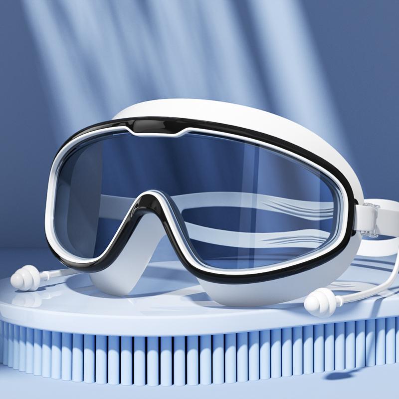 Swimming Goggles with Big Frame HD Lens and Anti-fog Waterproof Swim Goggles for Adults Shower Pool Use by Men Women