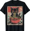 Lustiges Katzen Ramen T-Shirt Japanisch Kawaii Anime Grafik T-Shirts für Männer Frauen