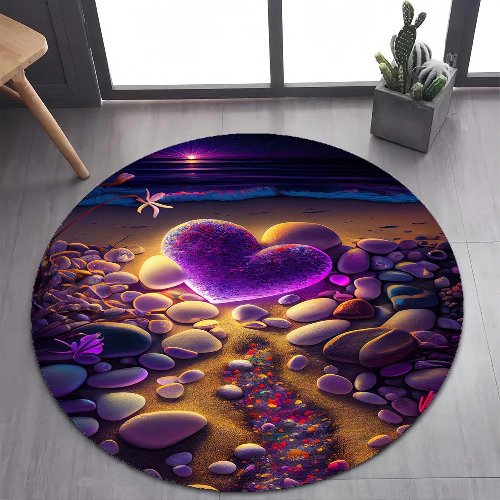 2025 New Style Colorful Rainbow Pebble Road Beach Stone Round Carpet Rug for Bedroom Living Room Decoration,pet Decor Floor Mat