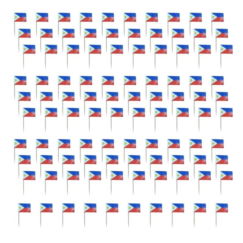 100Pcs Multicolor International Flag Toothpicks Cupcake Picks Cake Top Ornament For Desserts Display Festival Decoration