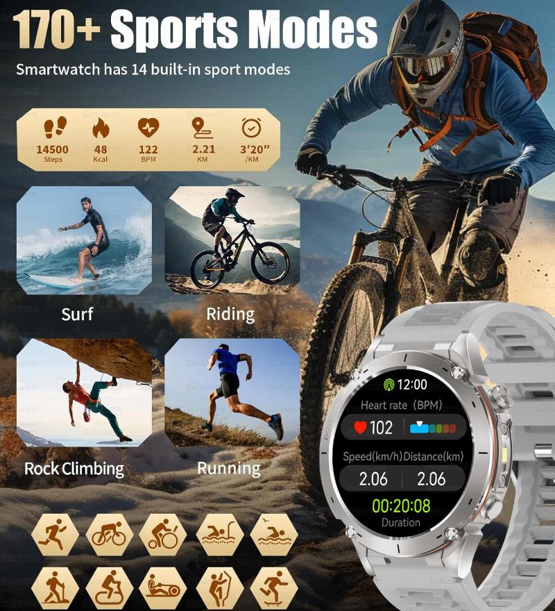2025 NEW Original Built-in Dual-band GPS Men Smartwatch BT Call Fitness Military 10ATM IP68 Military Sport Smart Bracelet  for Xiaomi