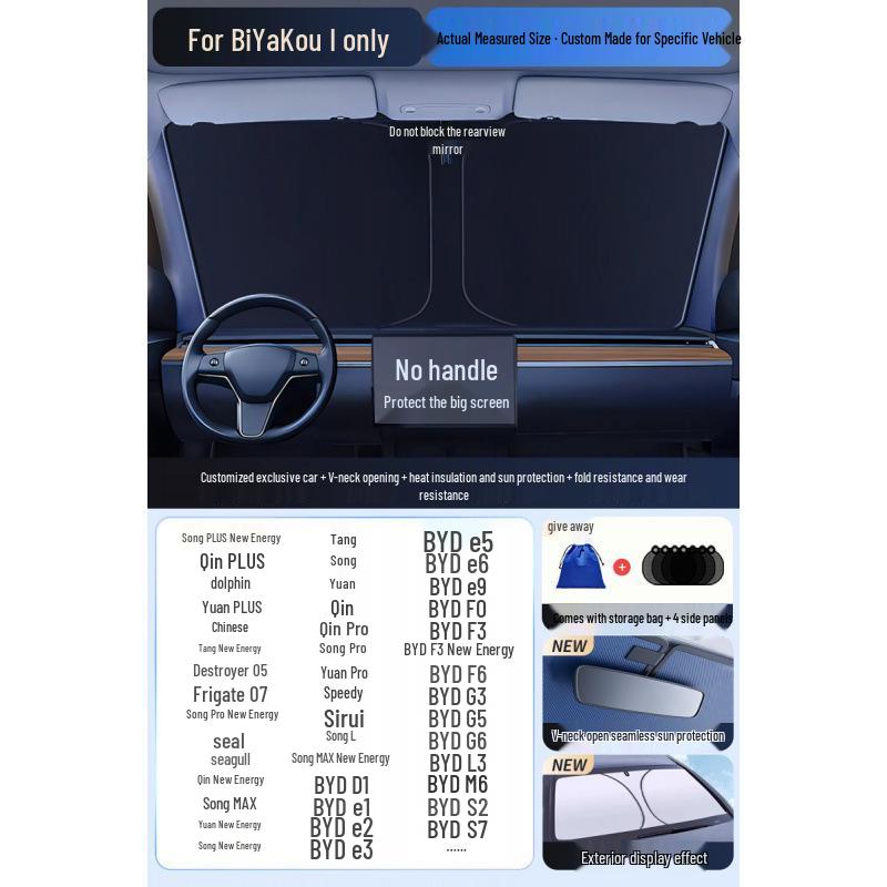 Car Sun Visor Sunshade for Small Windows - Heat Insulation Curtain for Interior Windshield