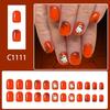 24PCS Reusable Press On Nail Halloween Theme Featuring Spooky Cobweb Skull Patterns And Comfortable ABS
