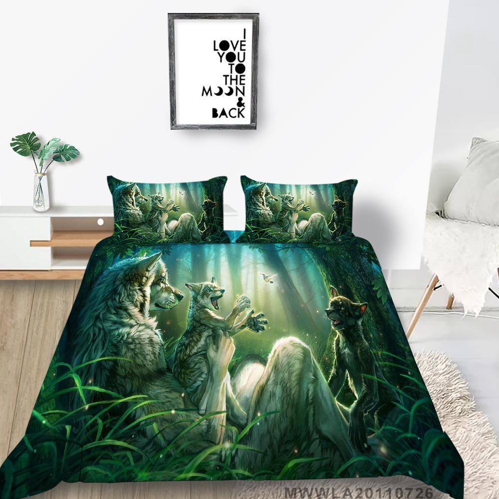 2023 neue stil Bettbezug-set mit Kissenbezug Doppel Volle Größe Bettwäsche Quilt Abdeckungen 3D Wolf Hause Textilien Junge Mann tagesdecken