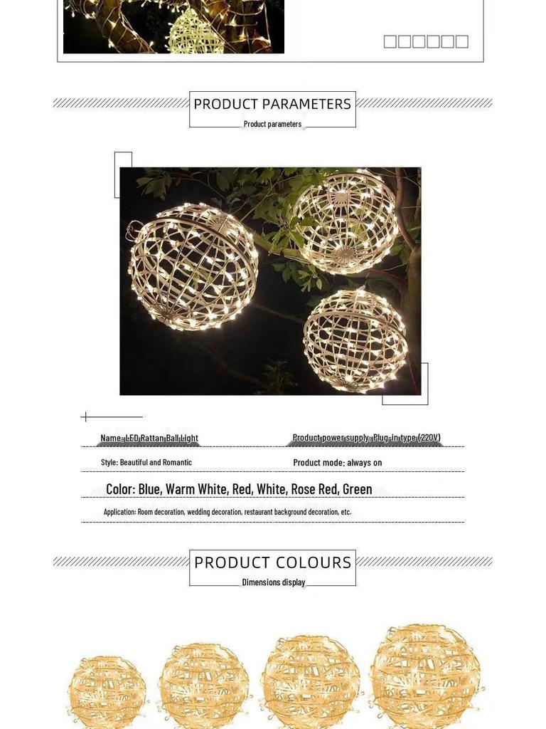 Outdoor Waterproof LED Rattan Ball String Lights for Tree Decoration and Festival Ambiance