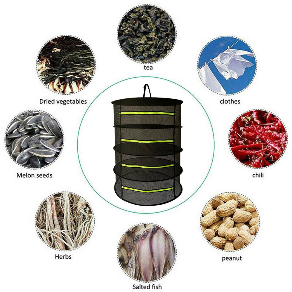 4 Layer Drying Rack Net Large Shelf Hydroponic Herb Plant Hanging Dryer