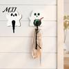 Punch Free Wall Storage Rack Halloween Themed Hook, Decorative Ghost Pattern Key Hanger, Self Wood Holder for Adhesive Backing Base Hook Bathroom