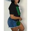 Women Plus Size Irish Flag T-Shirt Black Green White Orange St Patrick's Day Round Neck Short Sleeve Casual Festive Machine Washable Top