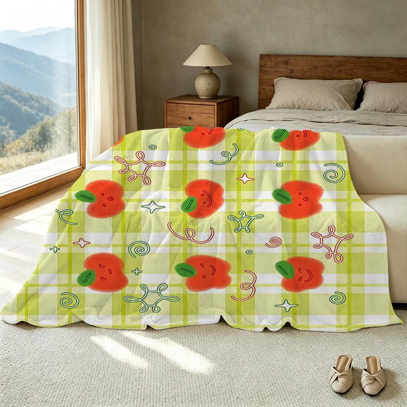 Apple Series Flannel Fleece Throw Blanket Soft, Cute, Cozy & Warm, Ideal for Home, Dorm, Halloween & Christmas Decor