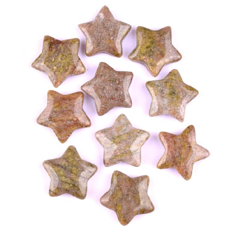 20Pcs Colorful Miniature Star Ornament 20x20mm Tiny Stone Star Decoration For Tabletop Bookshelf Festival Decoration