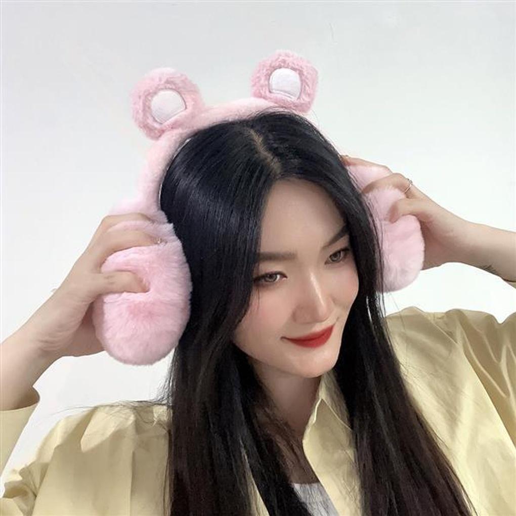 Rosa Bärenfell Ohrenschützer