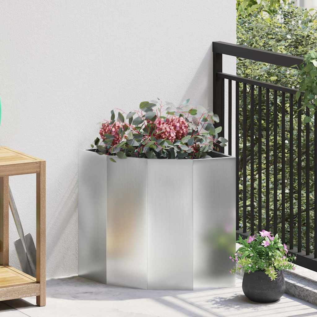 Corner Planter Silver 45 X 45 X 50 Cm Galvanized Steel