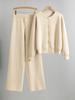 Europäischer Damen Strick-Cardigan und Hose mit weitem Bein für Herbst/Winter für Sport und Freizeit