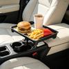 Car Food Tray with Cup Holder for Passenger Side, In-Car Mounted for Snacks and Drinks, Vehicle Storage Rack for Commuting and Road Trips