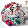 1 Stück Fahrrad, Automatischer Regenschirm mit Blumenmuster, Auf- und Zuklappbar - Kompakter Reise-Regenschirm, Geschenk für Geburtstag, Feiertag yy260106006