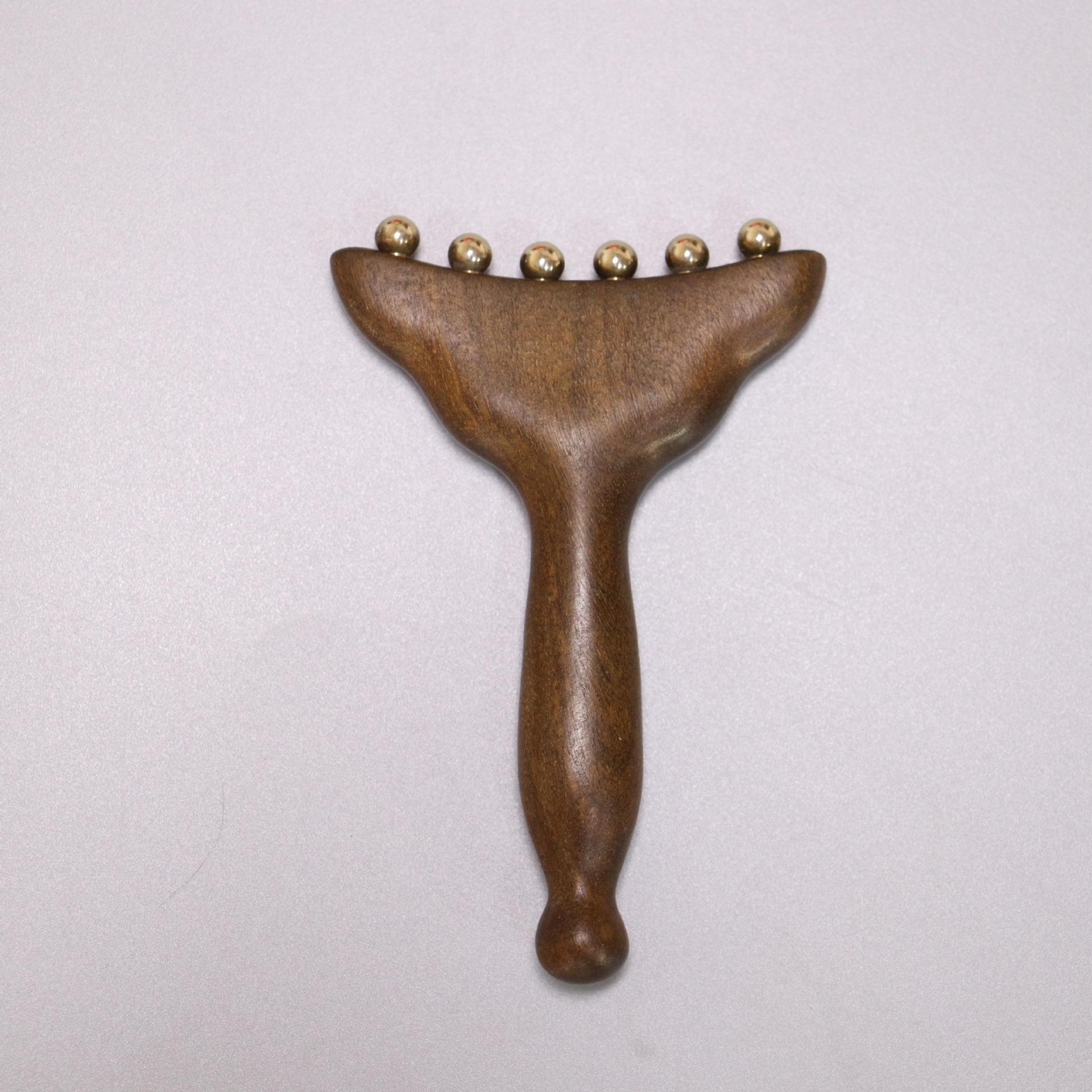 Green sandalwood croissant fader, meridian comb, face full body massage, tendon pick stick, croissant beauty push massage tool