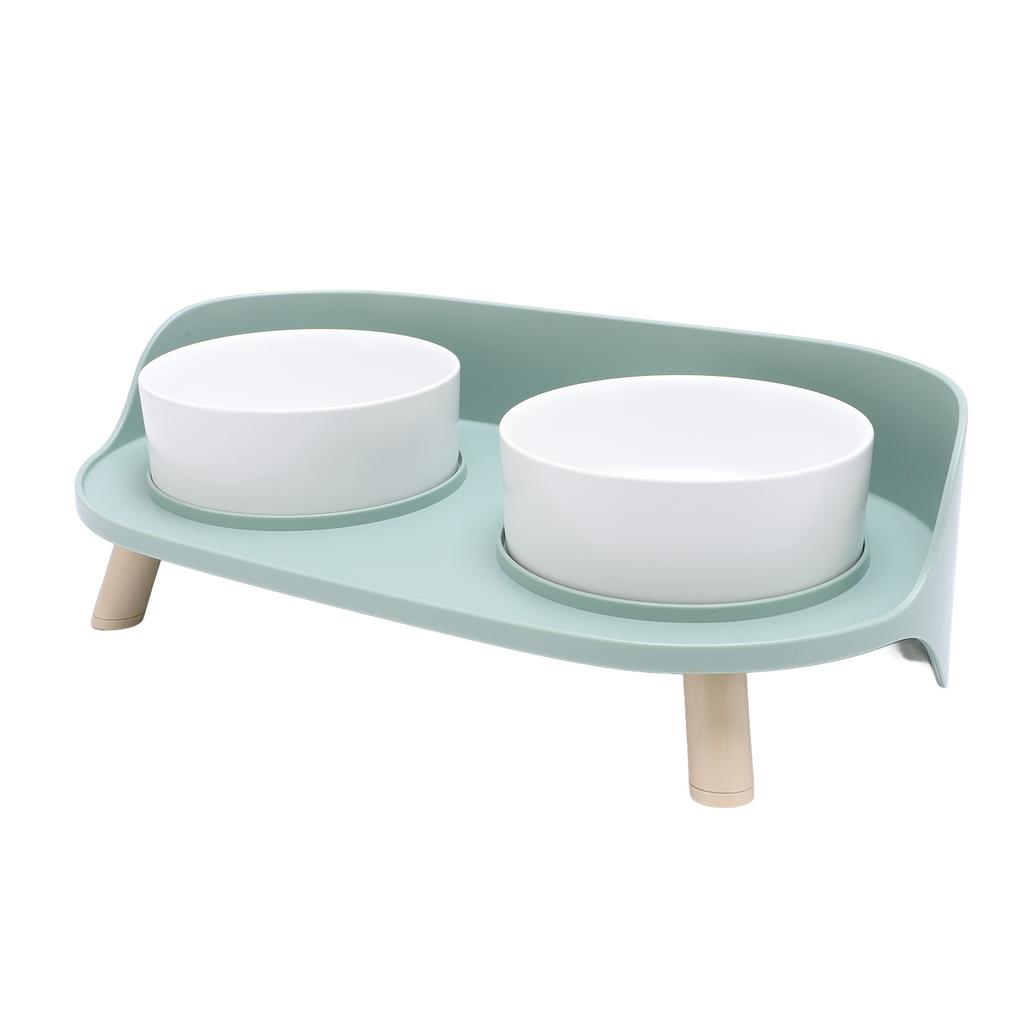Raised Ceramic Cat Bowls with Stand Cervical Spine Protection Splash Proof Pet Food Water Bowl Set