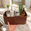 Durable Woven Storage Basket Rectangular Sundries Organization Box Picnic Basket  Living Room