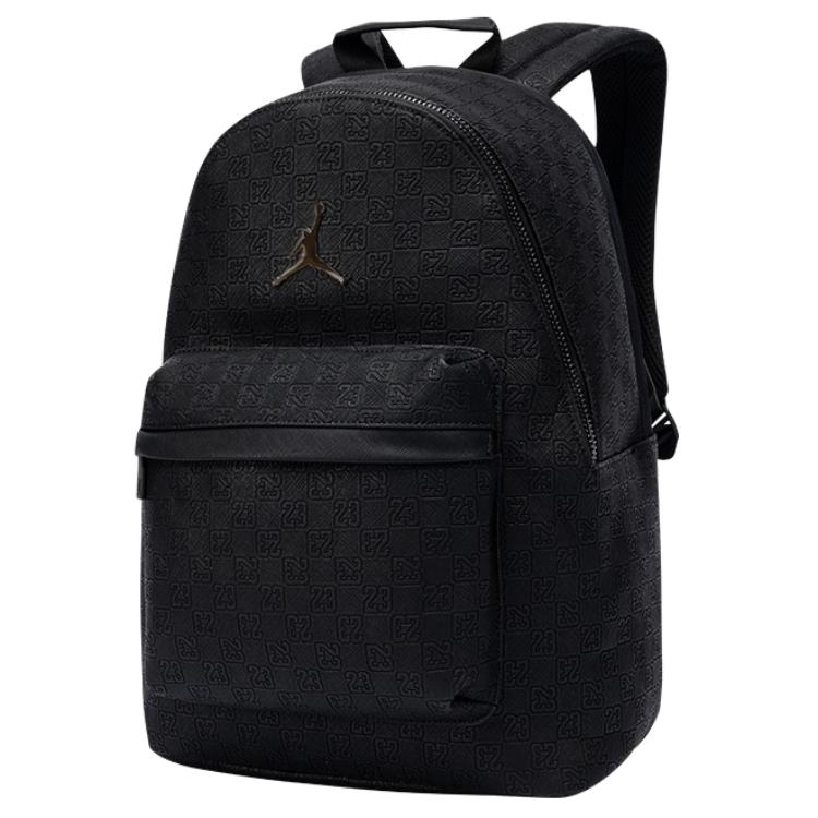 Jordan Large Capacity Monogram Series PU Backpack Regular Unisex Couple Unisex backpack Black HV1621-010
