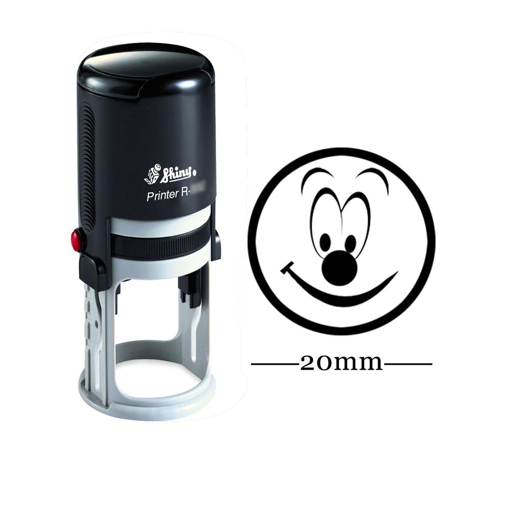 Personalized Custom Shiny 20mm Rubber Mini Stamp HAPPY SMILEY Round Self Inking Kids Teacher