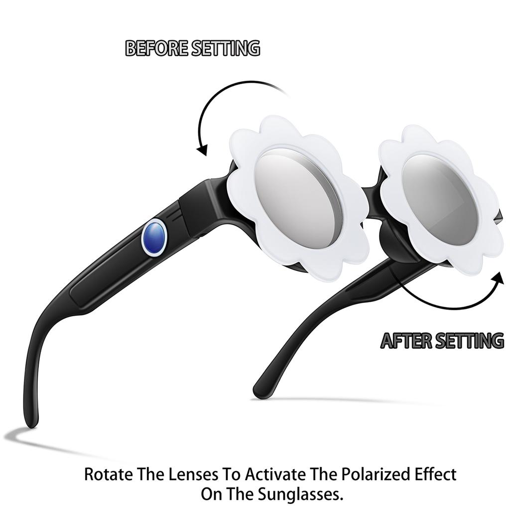 Kids Sunflower Round Sunglasses Cute Cartoon Rotation Lenses Fashionable Vintage Eyewear Party Shades