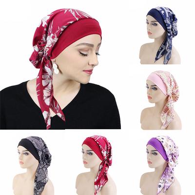 Dámská bandáž s širokým okrajem, elastický etnický potisk Turban kožešina noční čepice na hlavu