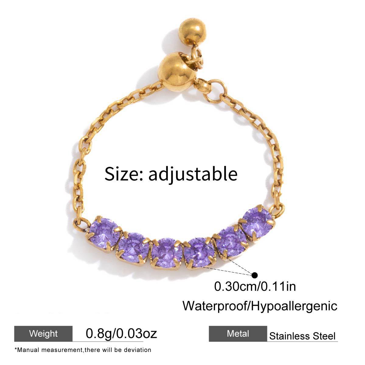 Hiphop Butterfly CZ Pullable Rings Adjustable Stainless Steel Chain Geometric Multicolored Zircon Finger Ring Unique Jewelry adjustable