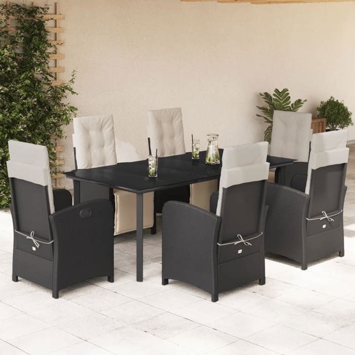 VidaXL Ensemble à Manger de Jardin avec Coussins 7 pcs, Table et Chaises de Patio, Meubles d'Extérieur Terrasse, Moderne, 3212526