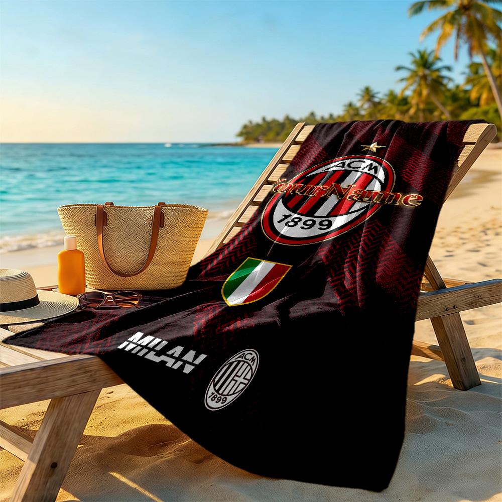 Ac Milan Customize Your Name Beach Towel Quick-Dry Soft Microfiber Suitable for Sports Travel Swimming Yoga Bathroom Beach And Pool