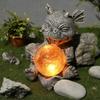 Solar Powered Dinosaur Sculpture Ornament Resin Garden Decorative Ball Hugging Dino Gift for Friends And Family