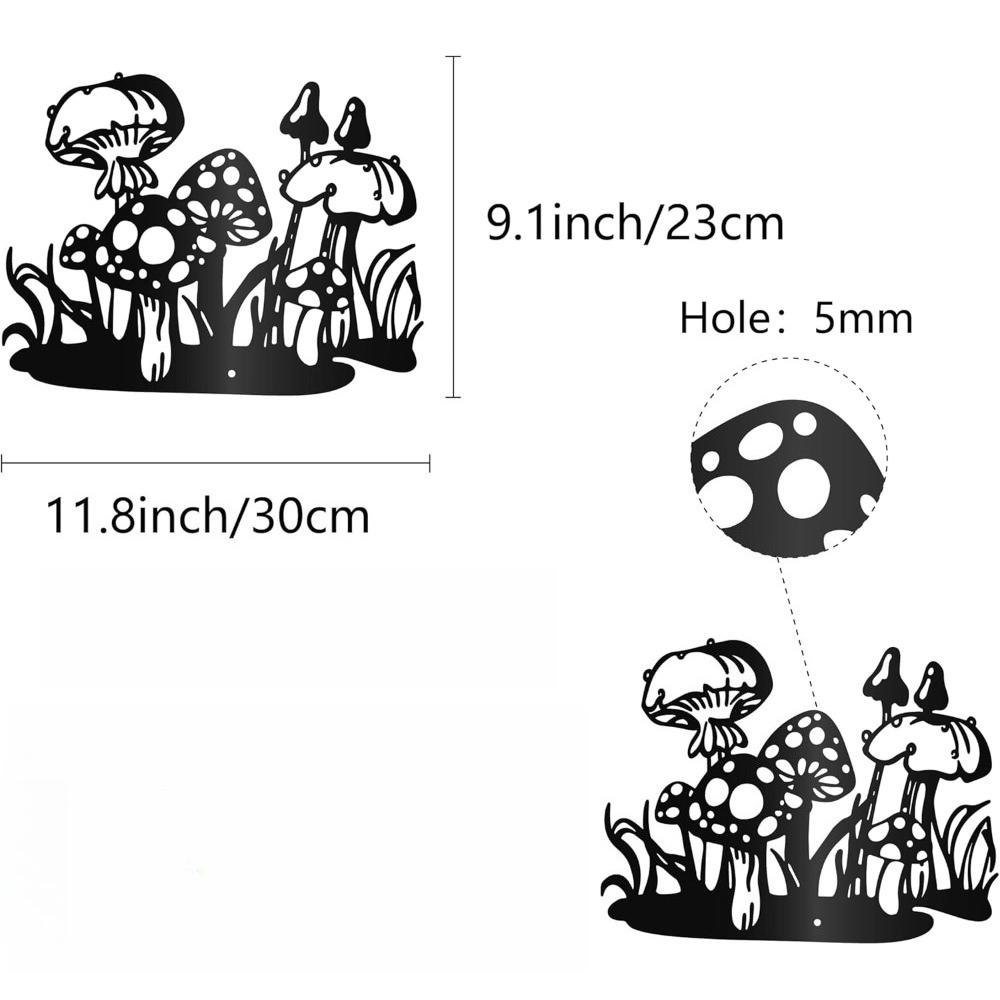 

Black Iron Mushroom Wall Art Metal Hollow Sculpture Decor Sign for Living Room Bedroom Indoor Outdoor Hanging 12x9 Inch 12in чёрный