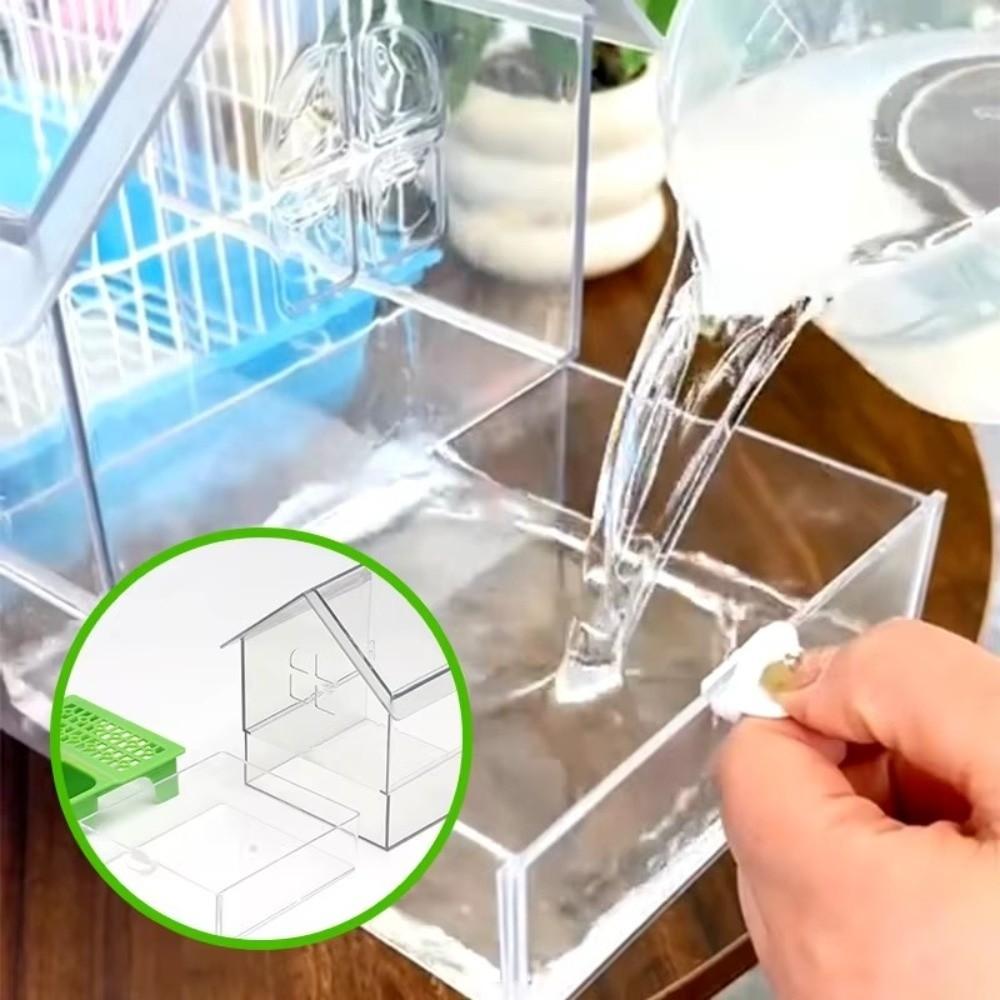 Transparenter Hängender Papageienfutterspender Verhindert Streuung Vogelbad Wellensittich Badewanne Leicht zu Reinigen