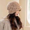 Color dot wool hat women's autumn and winter warm versatile ear protection plain face small knitted hat