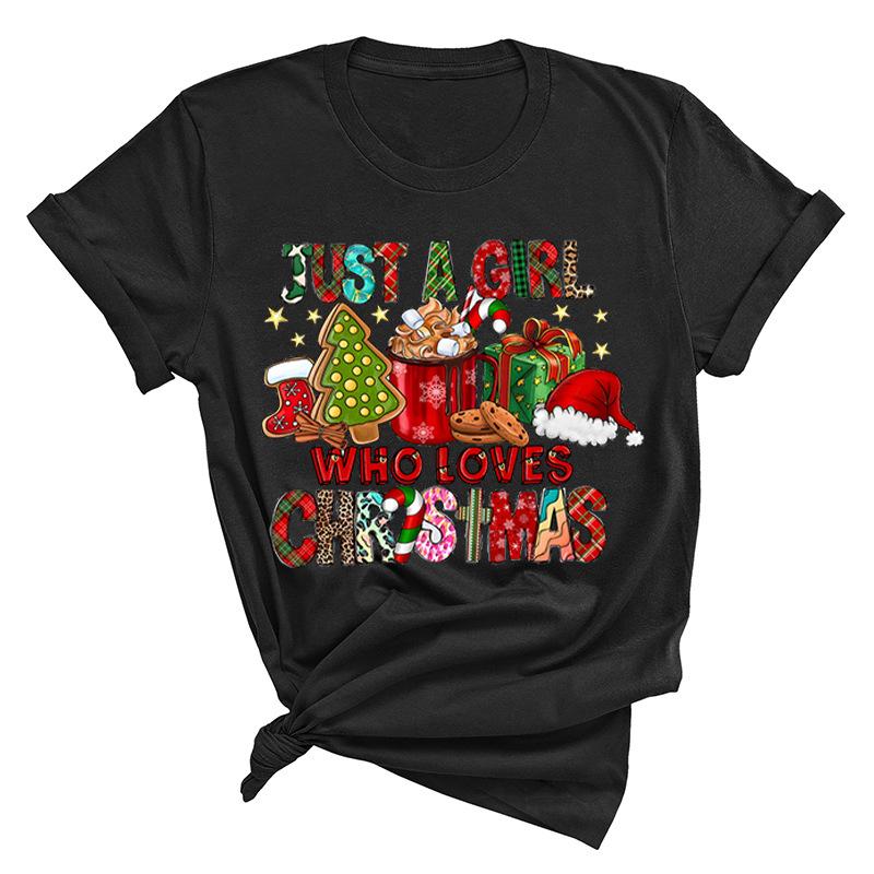 Christmas Printed Fashionable Women's T-shirt Christmas Trend Pure Cotton Casual Sportswear T-Shirts Women’s