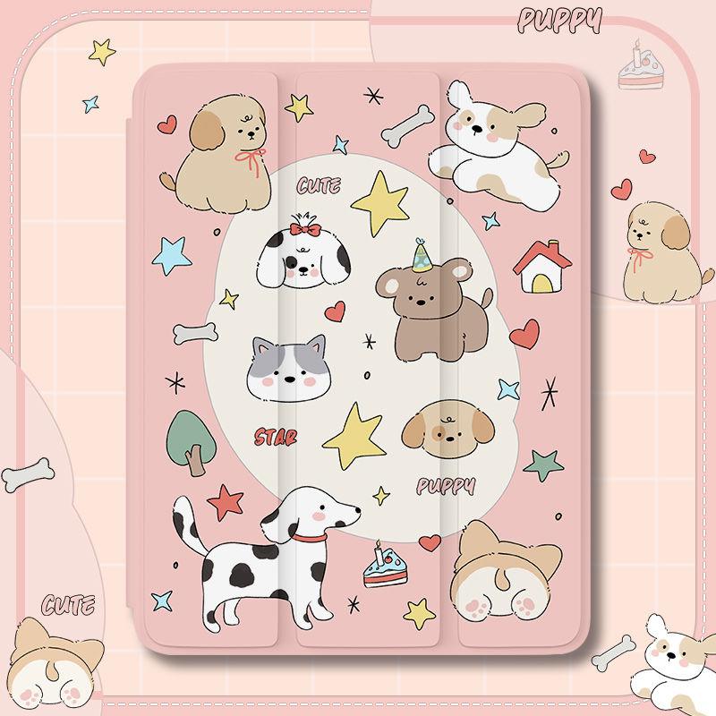 Per iPad 2021 gen9 10.2 custodia Nuova Cartone Animato Cane Carino Silicone Piatto Intero Custodia Protettiva 2018/17 gen6/5 9.7 Stile Tre Pieghe a Conchiglia