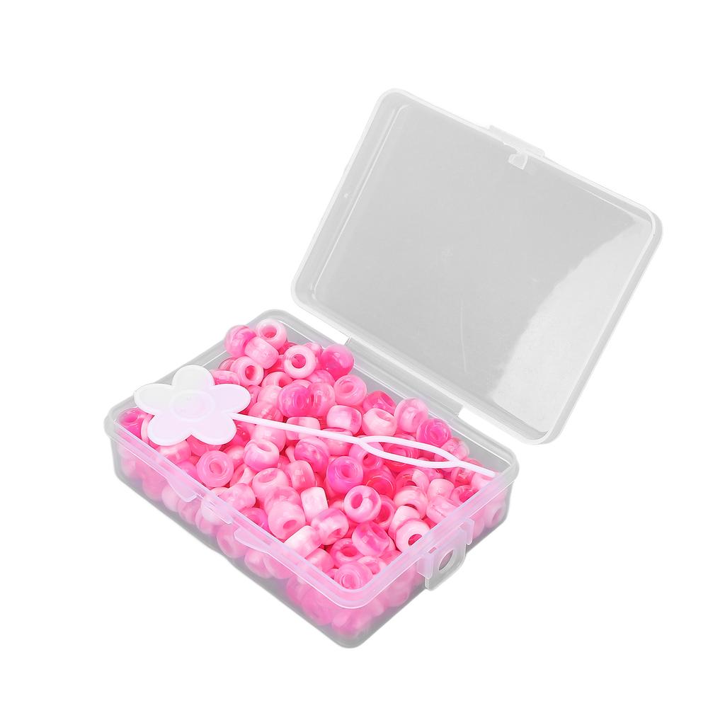 Pony Beads Kit Candy Color DIY Jewelry Making Beads Hair Beads for Bracelet Necklace Crafts MakingPink