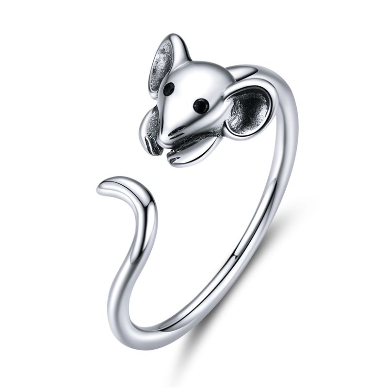925 Silver Cat Pet Adjustable Rings For Women Animal Dog Open Ring Family Daughter Birthday Jewelry Girl Gift