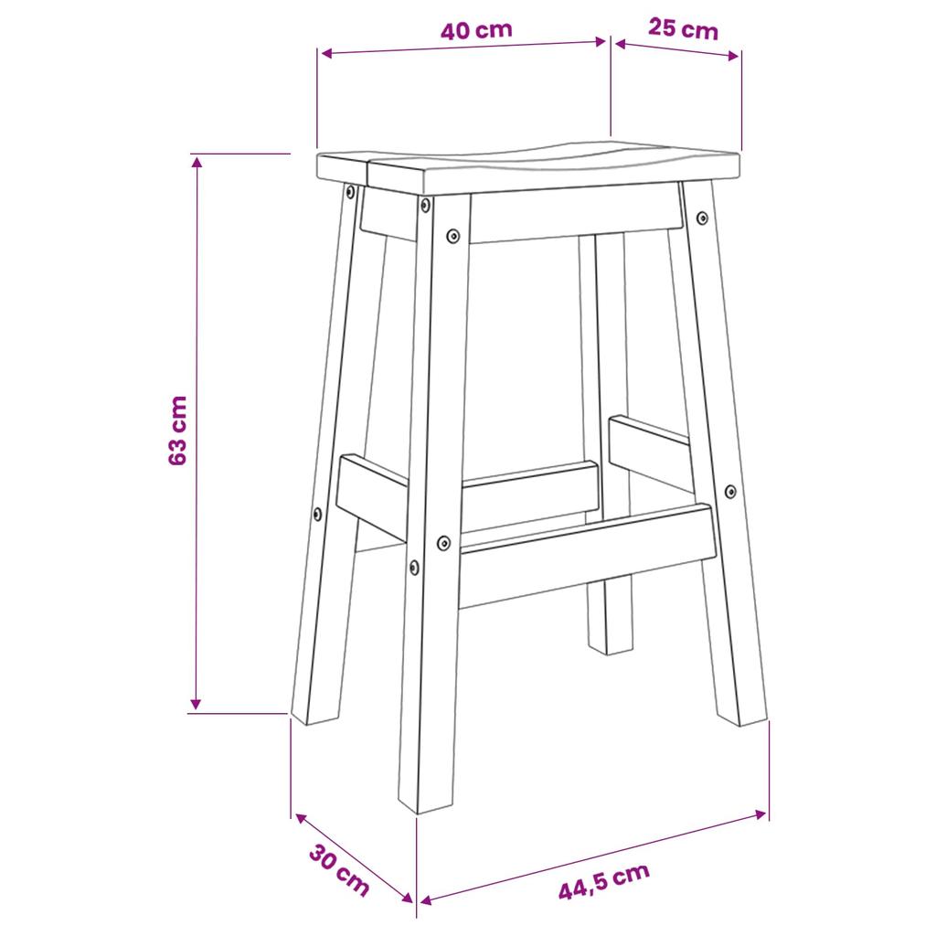 VidaXL Bar Stools 2 pcs Honey Wax 44 x 30 x 63 cm Solid Pine